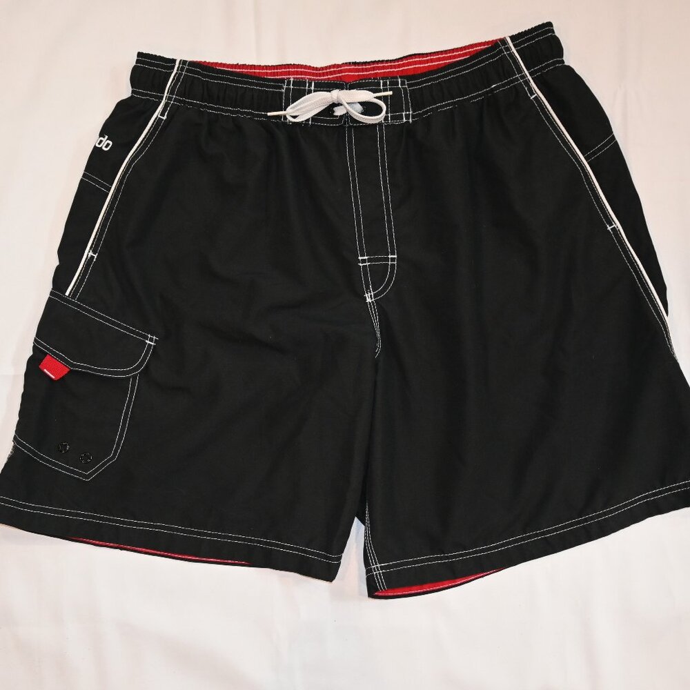 Men's Speedo Swim Trunks, XL, Black and Red